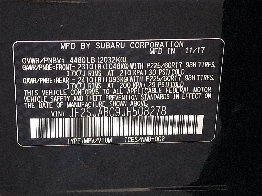 2018 Subaru Forester 4DR SUV 2.5I CVT