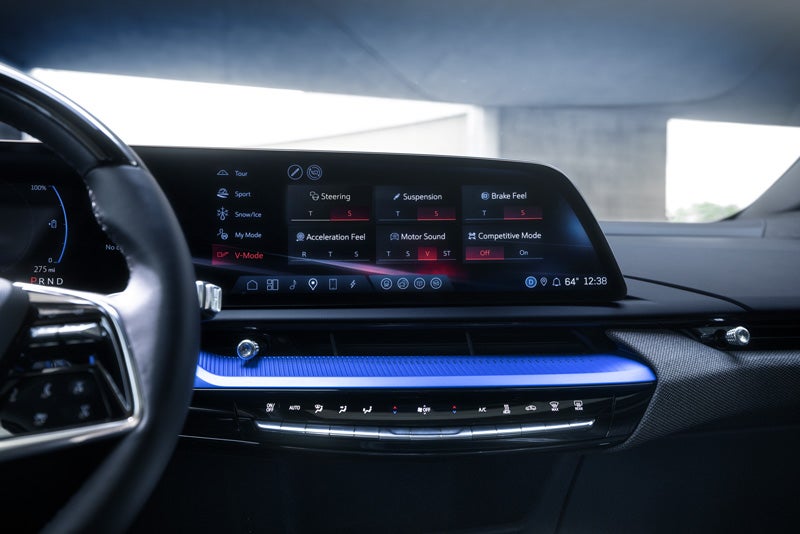 The 2026 OPTIQ-V Display Screen Displaying the V-Mode Settings | Randy Marion Cadillac in Mooresville NC