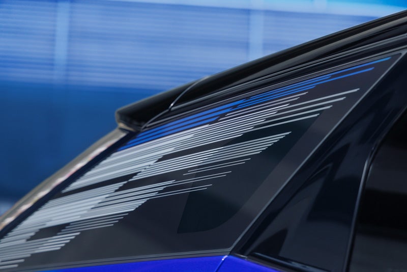 Close-up of the Modern Pattern on the 2026 OPTIQ-V Rear Quarter Glass | Randy Marion Cadillac in Mooresville NC